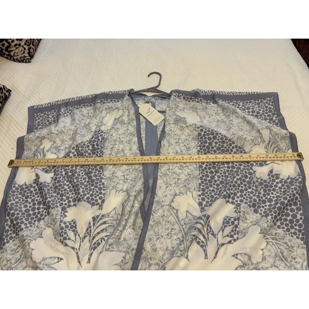 Floral Kimono Cover Up Blue White One Size Lightweight NWT